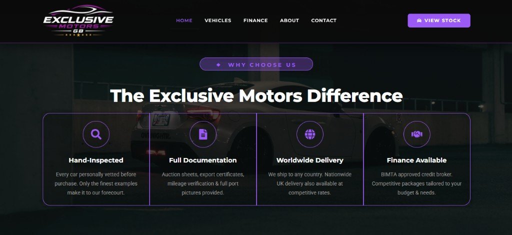 Exclusive Motors GB website